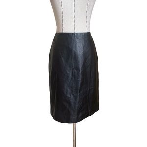 Paule Ka Black Leather Pencil Skirt with Zipper Detail size 38